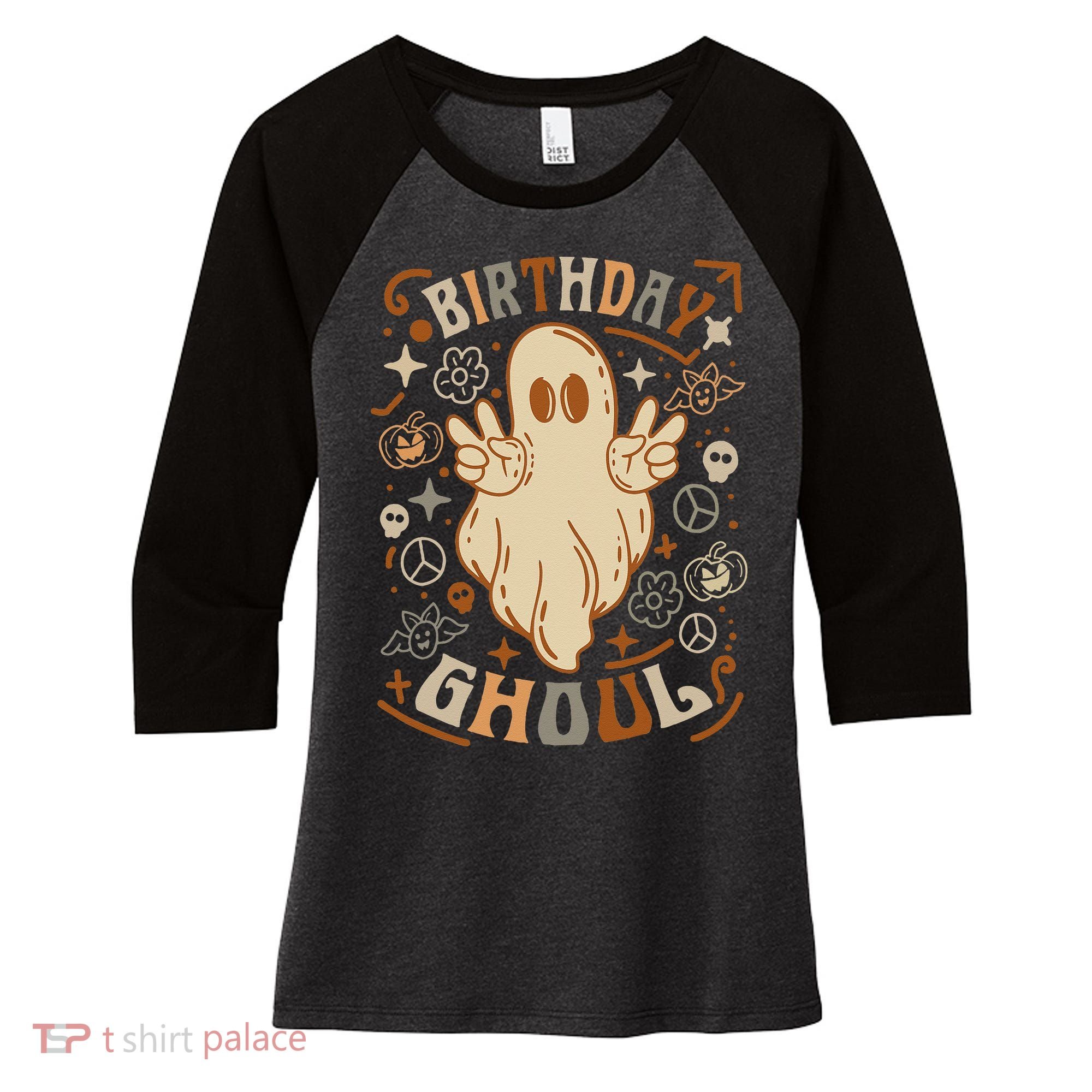 Birthday Ghoul Halloween Ghost BOO Women's Tri-Blend 3/4-Sleeve Raglan Shirt