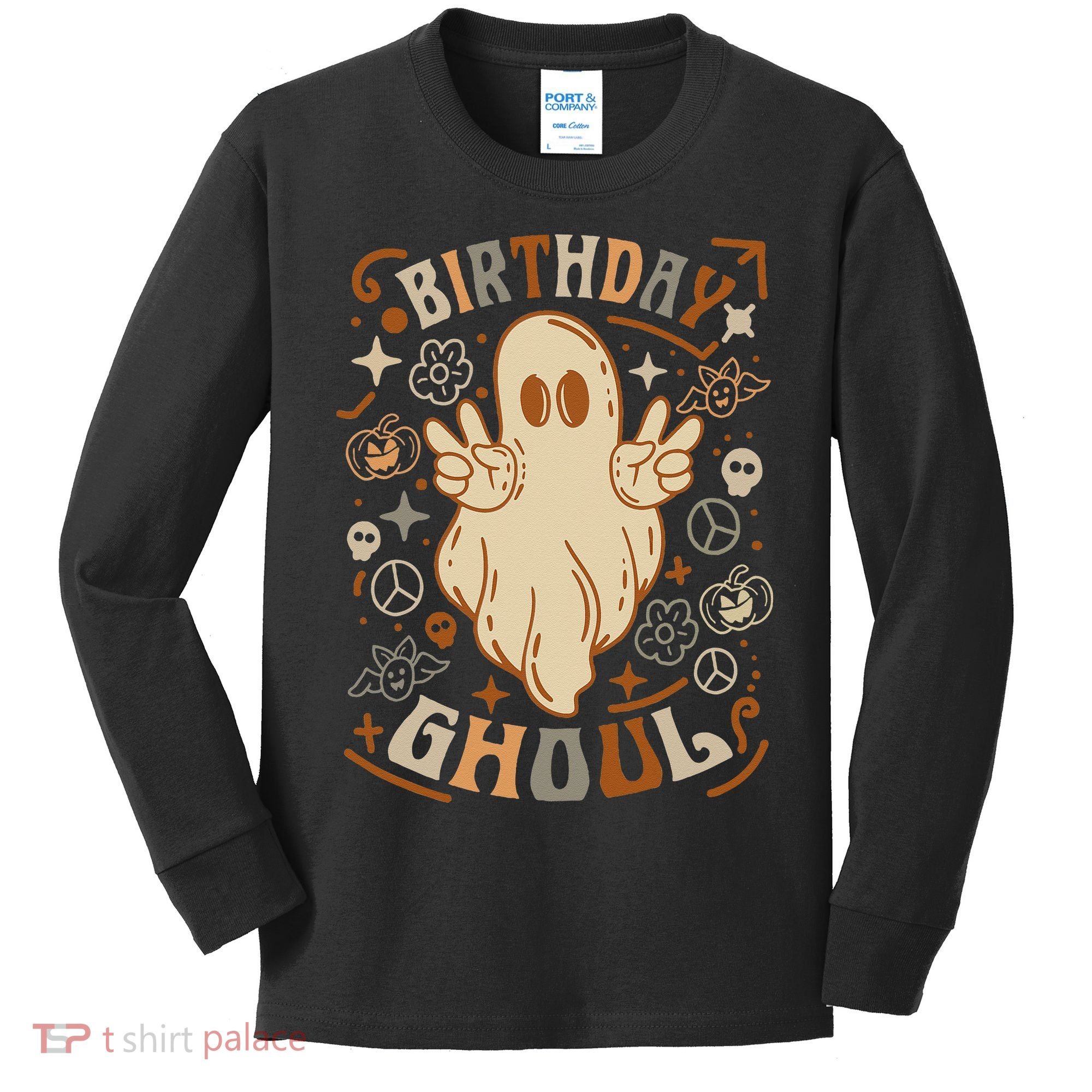 Birthday Ghoul Halloween Ghost BOO Kids Long Sleeve Shirt
