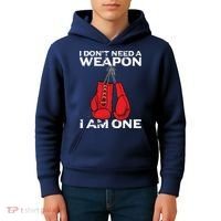 Boxing Gloves I Dont Need A Weapon Combat Boxer Kids Hoodie thumb 4