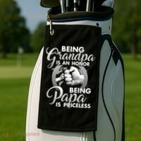 Being Grandpa Is An Honor Being Papa Is Priceless Golf Towel thumb 2