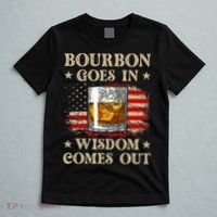 Bourbon Goes In Wisdom Comes Out Funny Drinking T-Shirt thumb 5