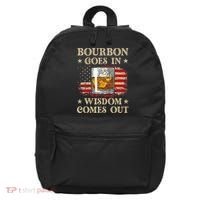 Bourbon Goes In Wisdom Comes Out Funny Drinking 16 in Basic Backpack thumb 0