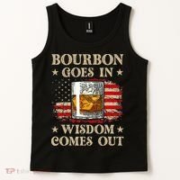 Bourbon Goes In Wisdom Comes Out Funny Drinking Tank Top thumb 2
