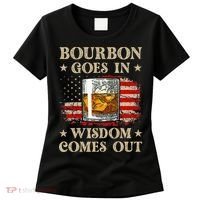 Bourbon Goes In Wisdom Comes Out Funny Drinking Women's T-Shirt thumb 0