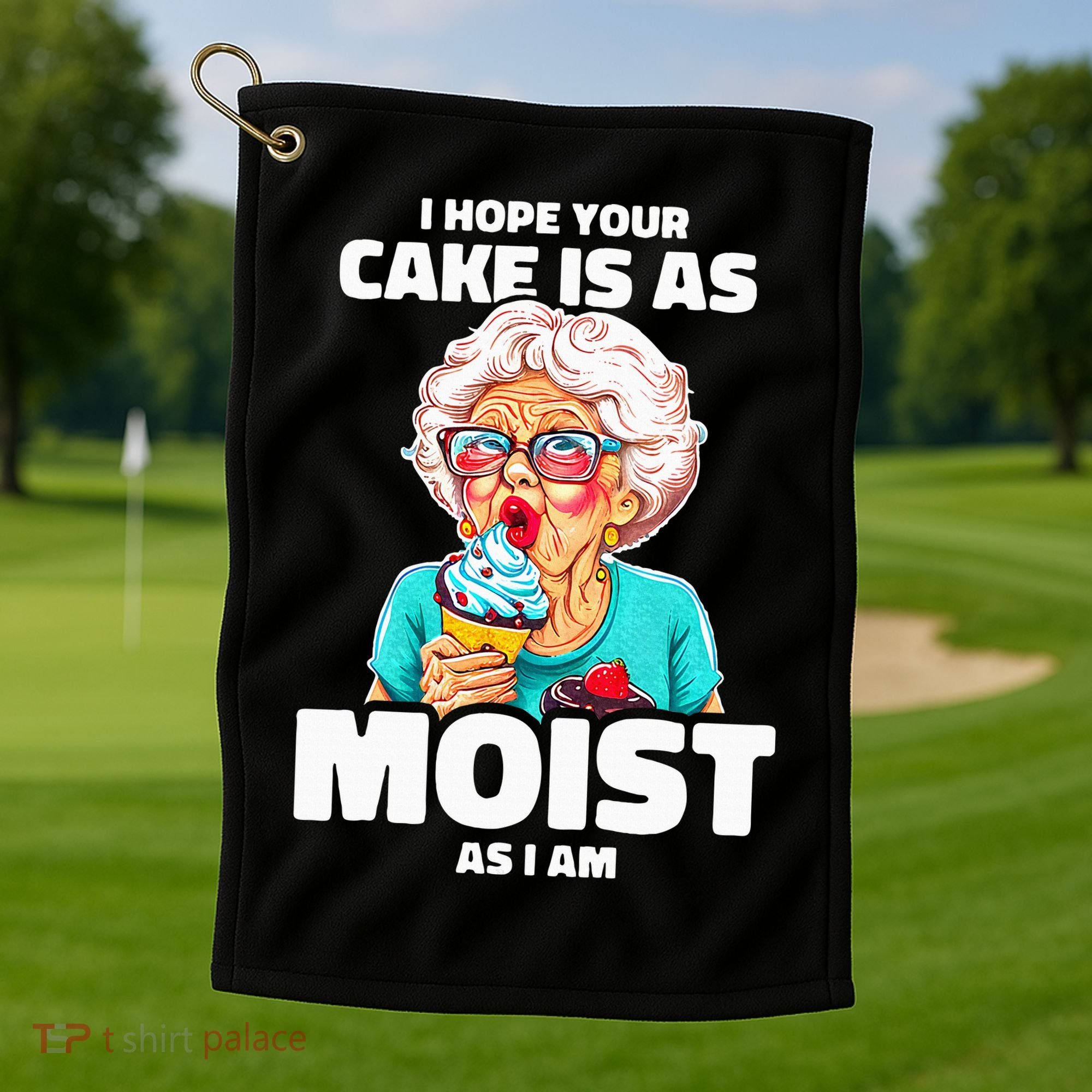 Baking Grandma I Hope Your Cake Is As Moist As I Am Gag Golf Towel