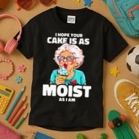 Baking Grandma I Hope Your Cake Is As Moist As I Am Gag Kids T-Shirt thumb 3