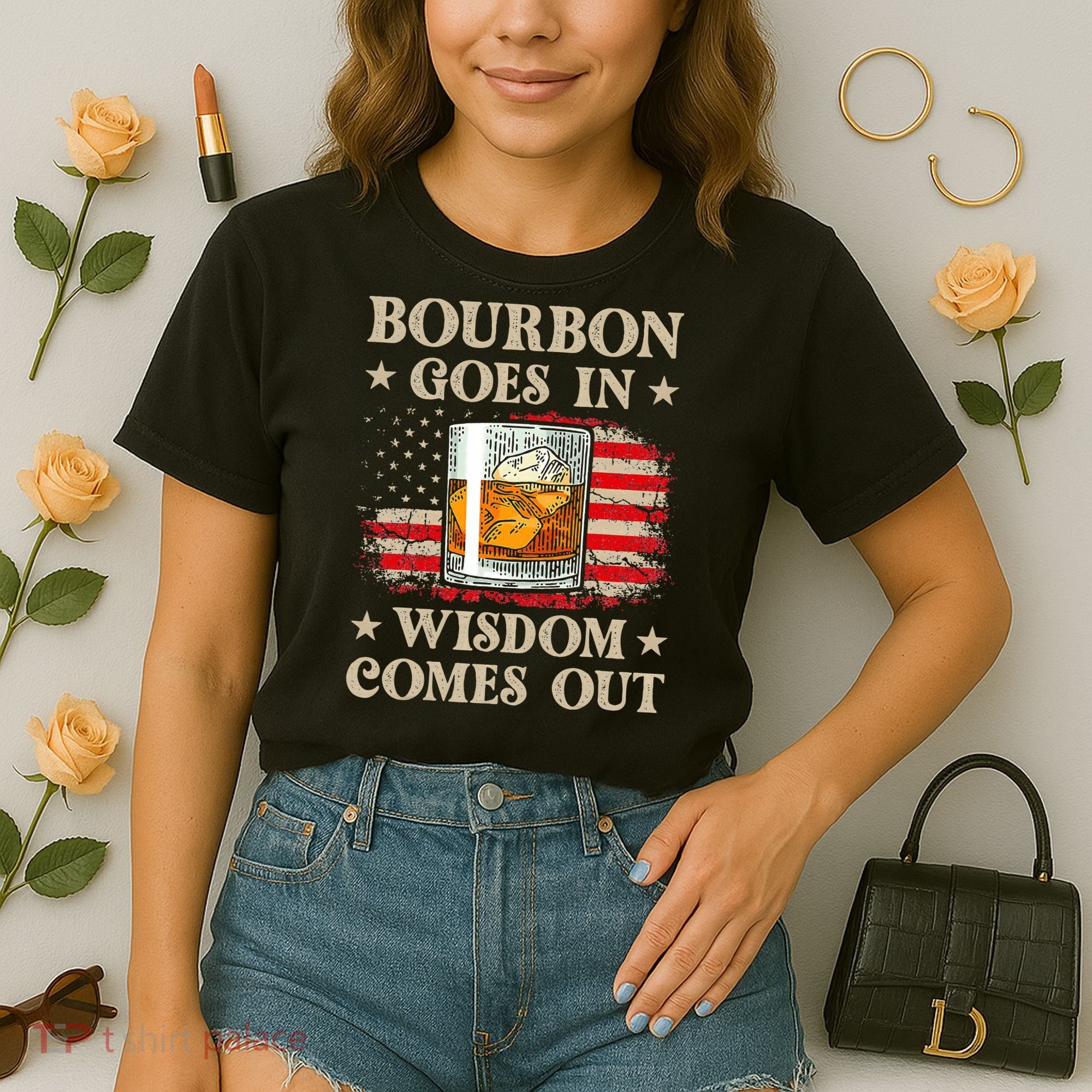 Bourbon Goes In Wisdom Comes Out Funny Drinking Comfort Colors Boxy T-Shirt