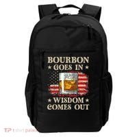 Bourbon Goes In Wisdom Comes Out Funny Drinking Backpack thumb 0
