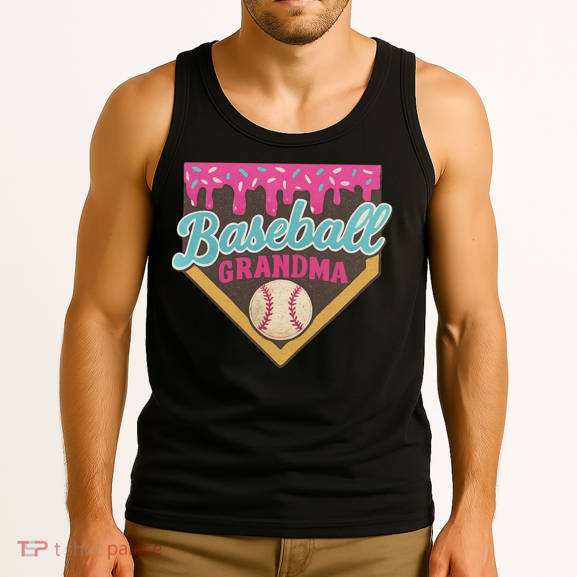 Baseball Grandma Ice Cream Drip Tank Top