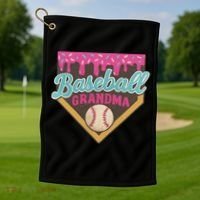 Baseball Grandma Ice Cream Drip Golf Towel thumb 1