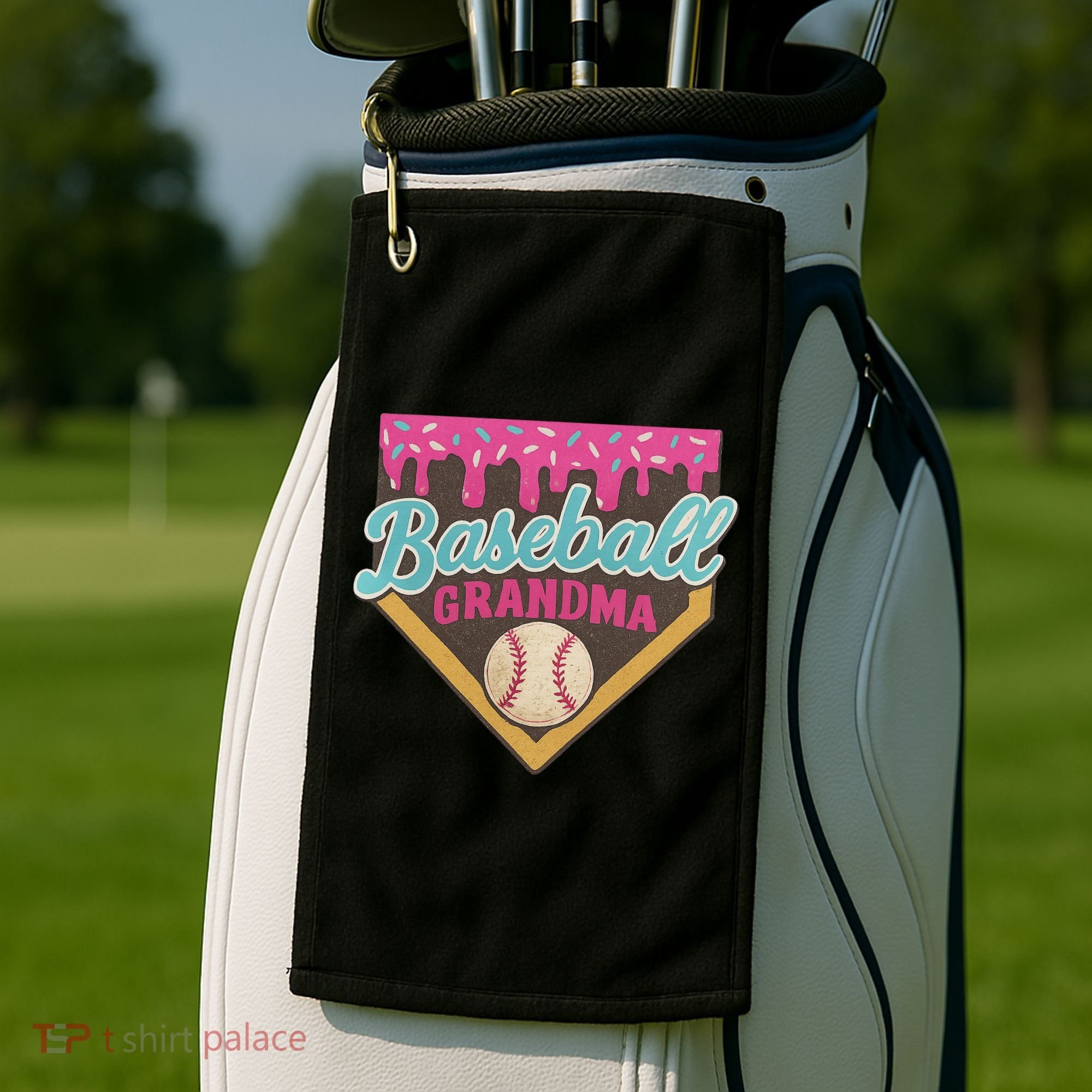 Baseball Grandma Ice Cream Drip Golf Towel