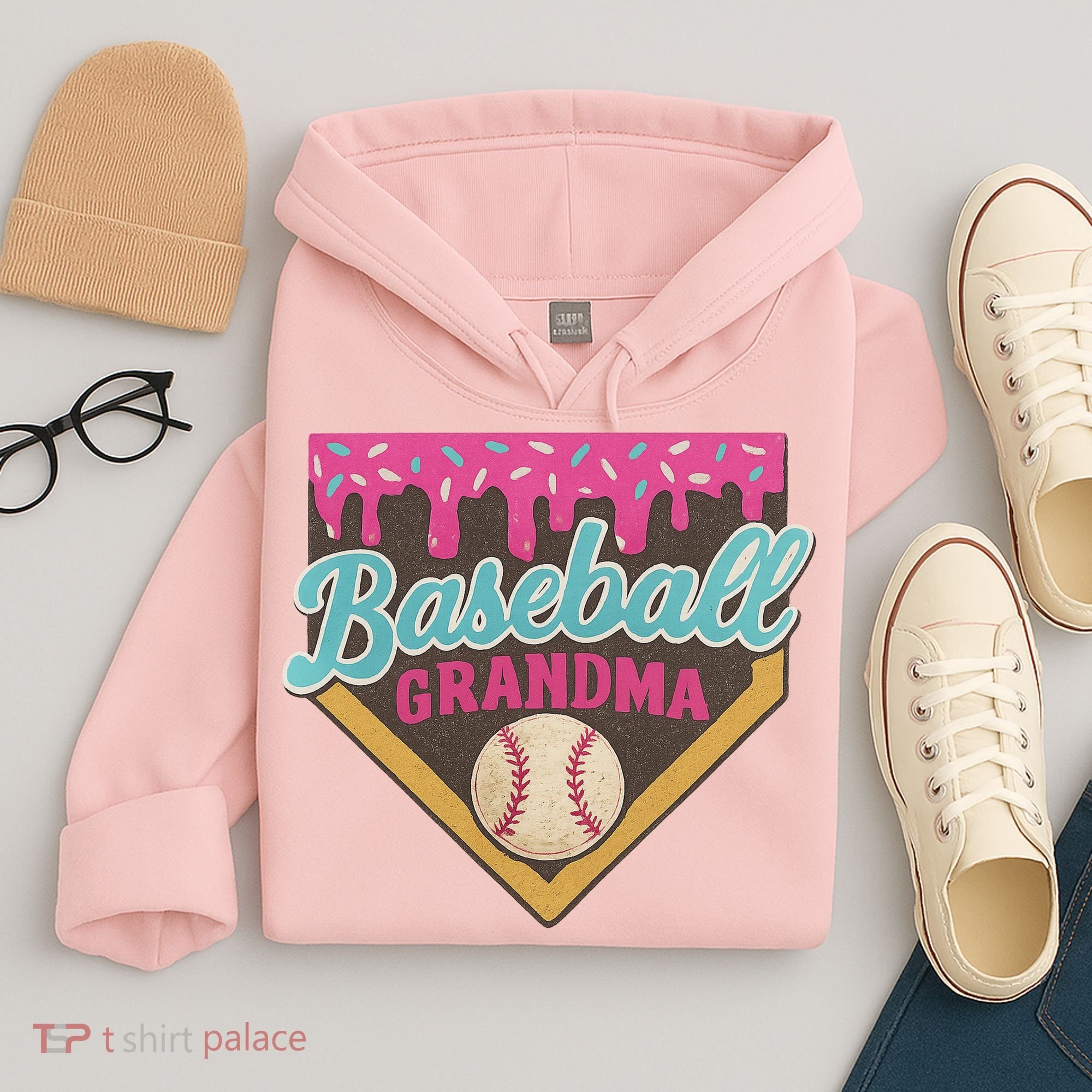 Baseball Grandma Ice Cream Drip Hoodie