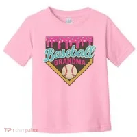 Baseball Grandma Ice Cream Drip Toddler T-Shirt thumb 0