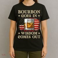 Bourbon Goes In Wisdom Comes Out Funny Drinking T-Shirt thumb 4