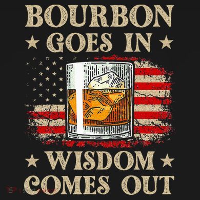 Bourbon Goes In Wisdom Comes Out Funny Drinking Drawstring Bag