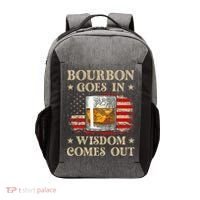 Bourbon Goes In Wisdom Comes Out Funny Drinking Vector Backpack thumb 0