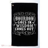 Bourbon Goes In Wisdom Comes Out Golf Towel thumb 0