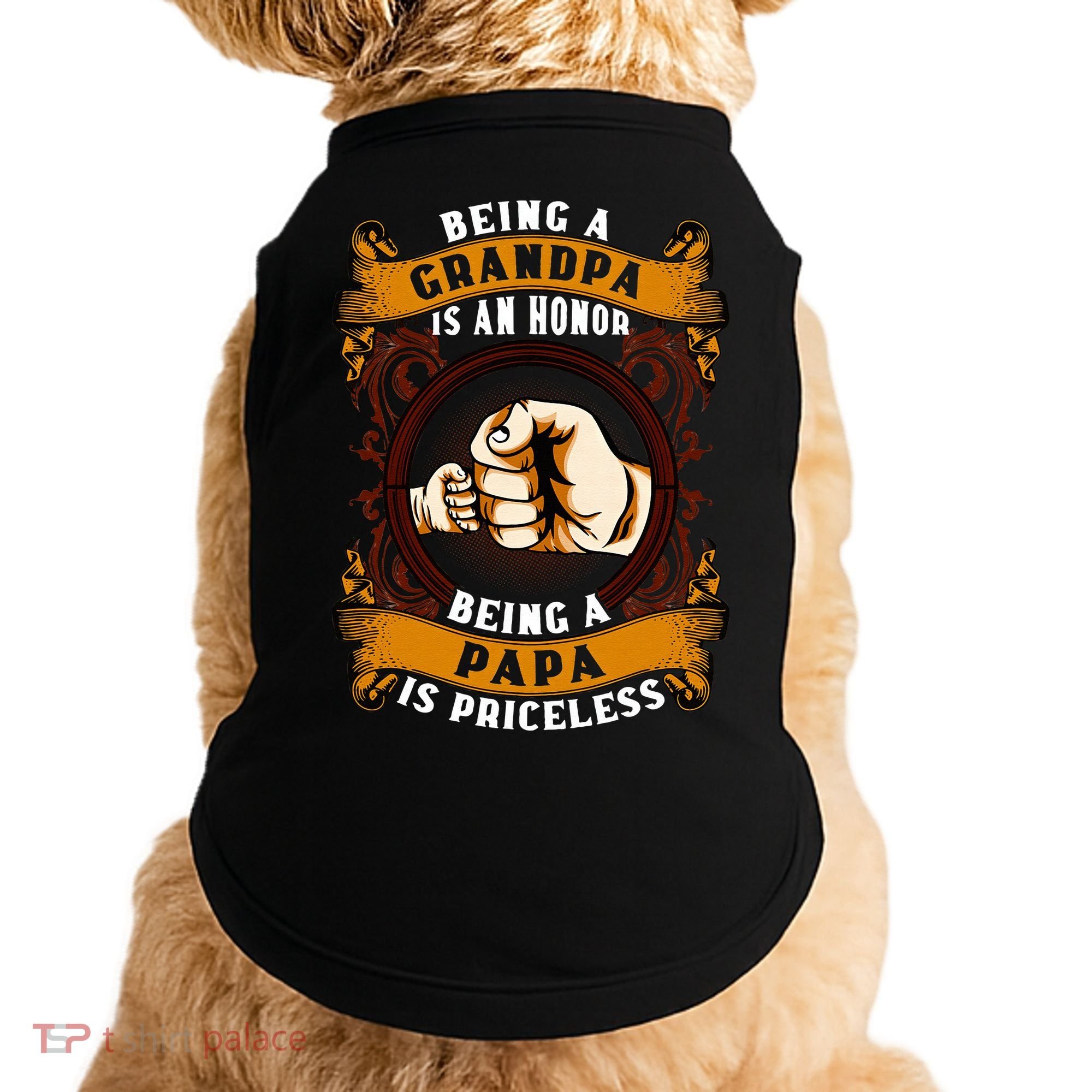 Being Grandpa Is An Honor Being Papa Is PRICELESS Father Day Doggie Tank