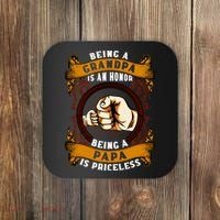 Being Grandpa Is An Honor Being Papa Is PRICELESS Father Day Coaster thumb 0