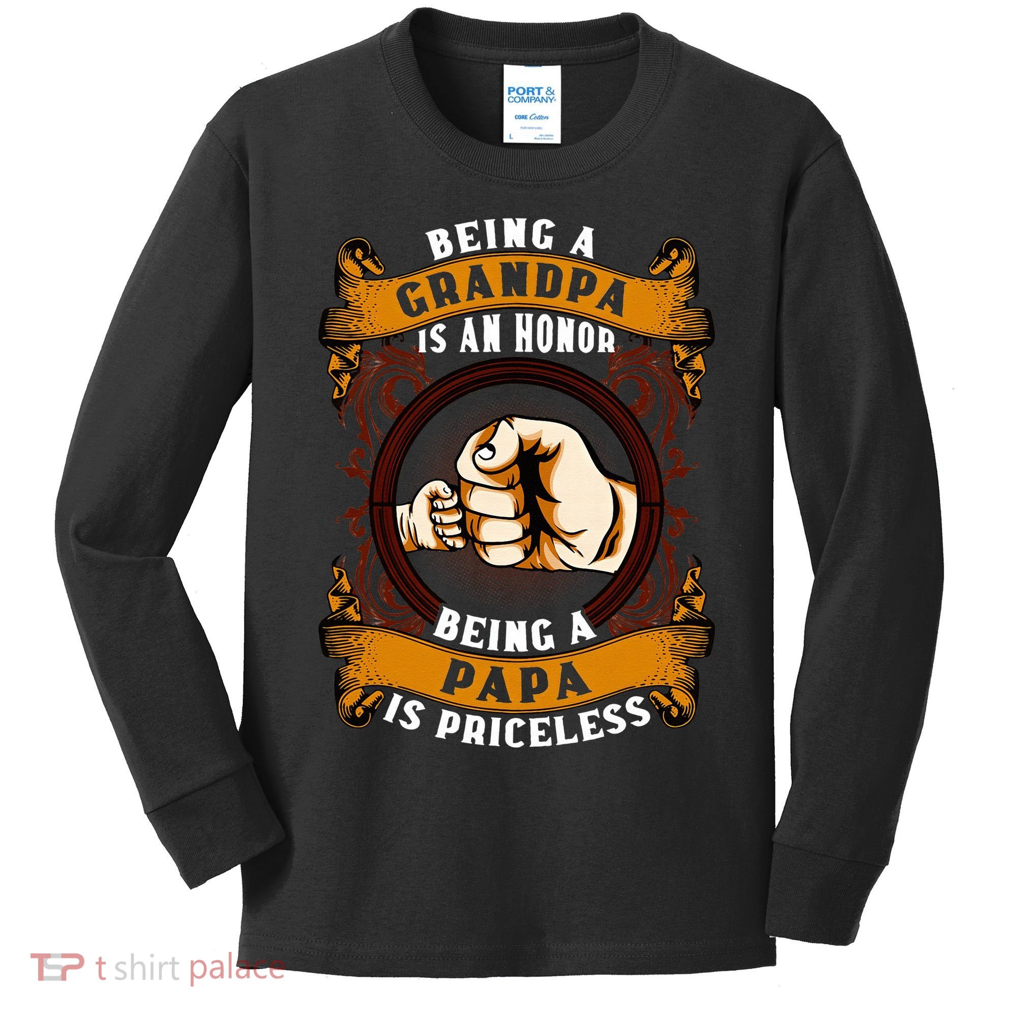 Being Grandpa Is An Honor Being Papa Is PRICELESS Father Day Kids Long Sleeve Shirt