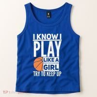 Basketball Girl I Know I Play Like A Girl Try To Keep Up Tank Top thumb 2