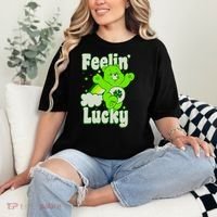 Bears Good Luck Bear Jumping Feelin Lucky Distressed Comfort Colors T-Shirt thumb 2
