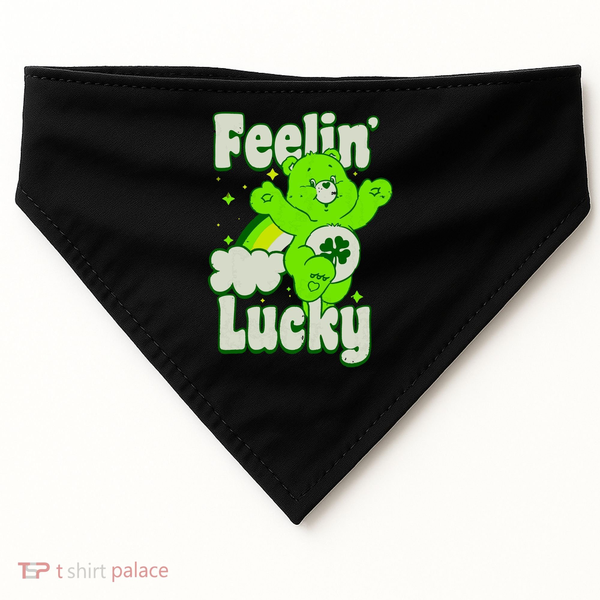 Bears Good Luck Bear Jumping Feelin Lucky Distressed USA-Made Doggie Bandana