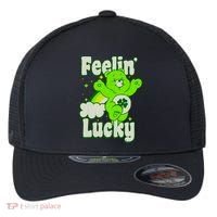 Bears Good Luck Bear Jumping Feelin Lucky Distressed Flexfit Unipanel Trucker Cap thumb 0
