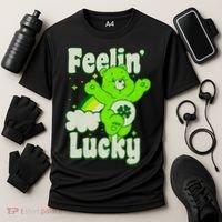 Bears Good Luck Bear Jumping Feelin Lucky Distressed Cooling Performance Crew T-Shirt thumb 3