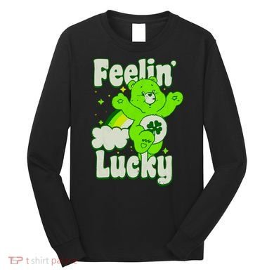 Bears Good Luck Bear Jumping Feelin Lucky Distressed Long Sleeve Shirt