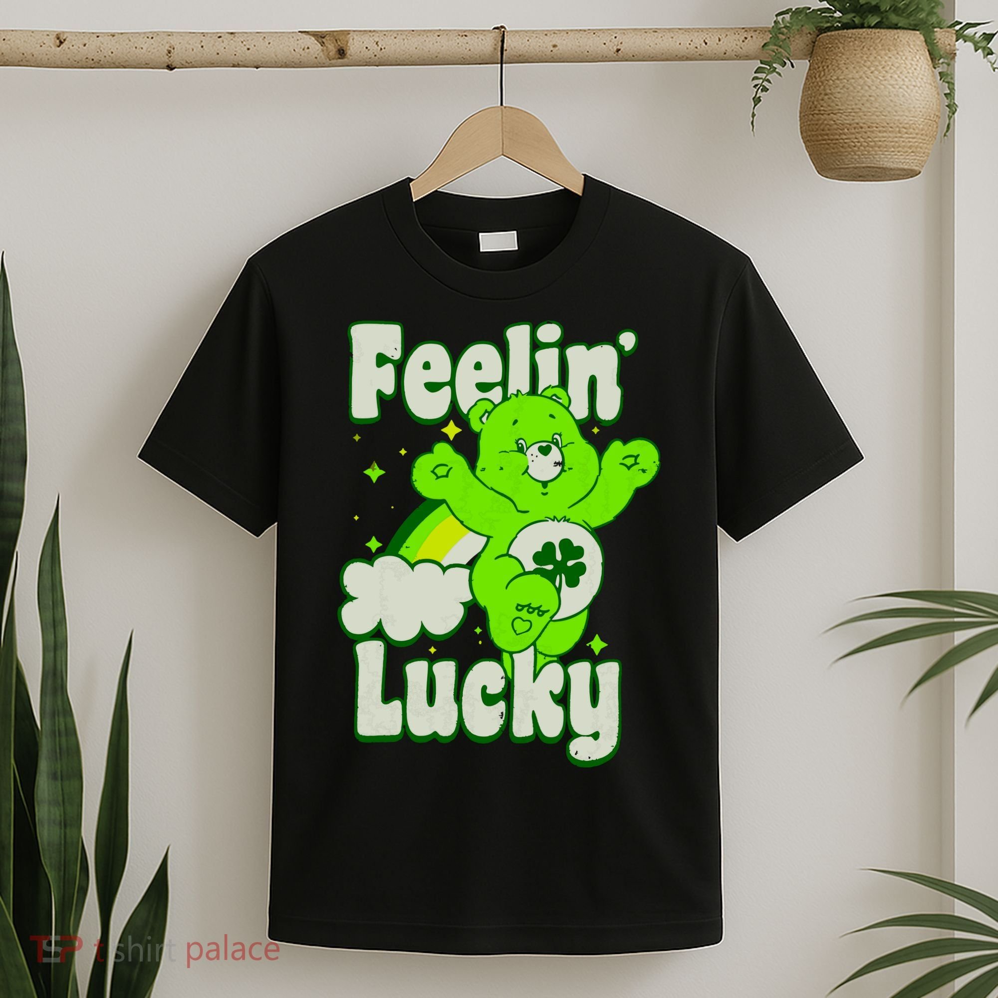 Bears Good Luck Bear Jumping Feelin Lucky Distressed T-Shirt