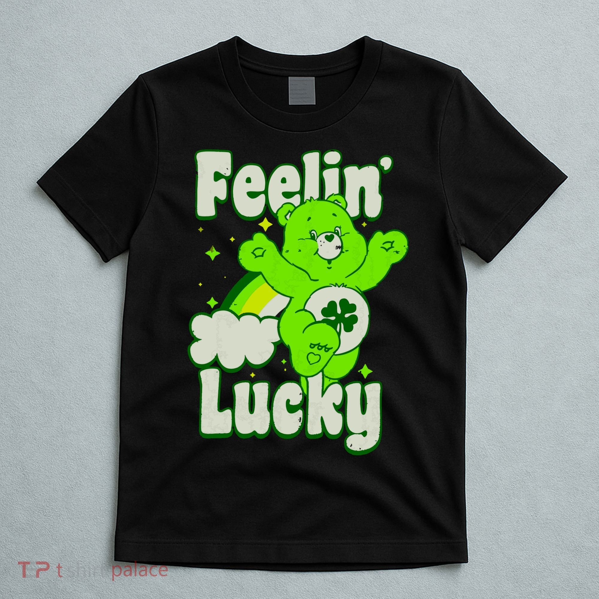 Bears Good Luck Bear Jumping Feelin Lucky Distressed T-Shirt
