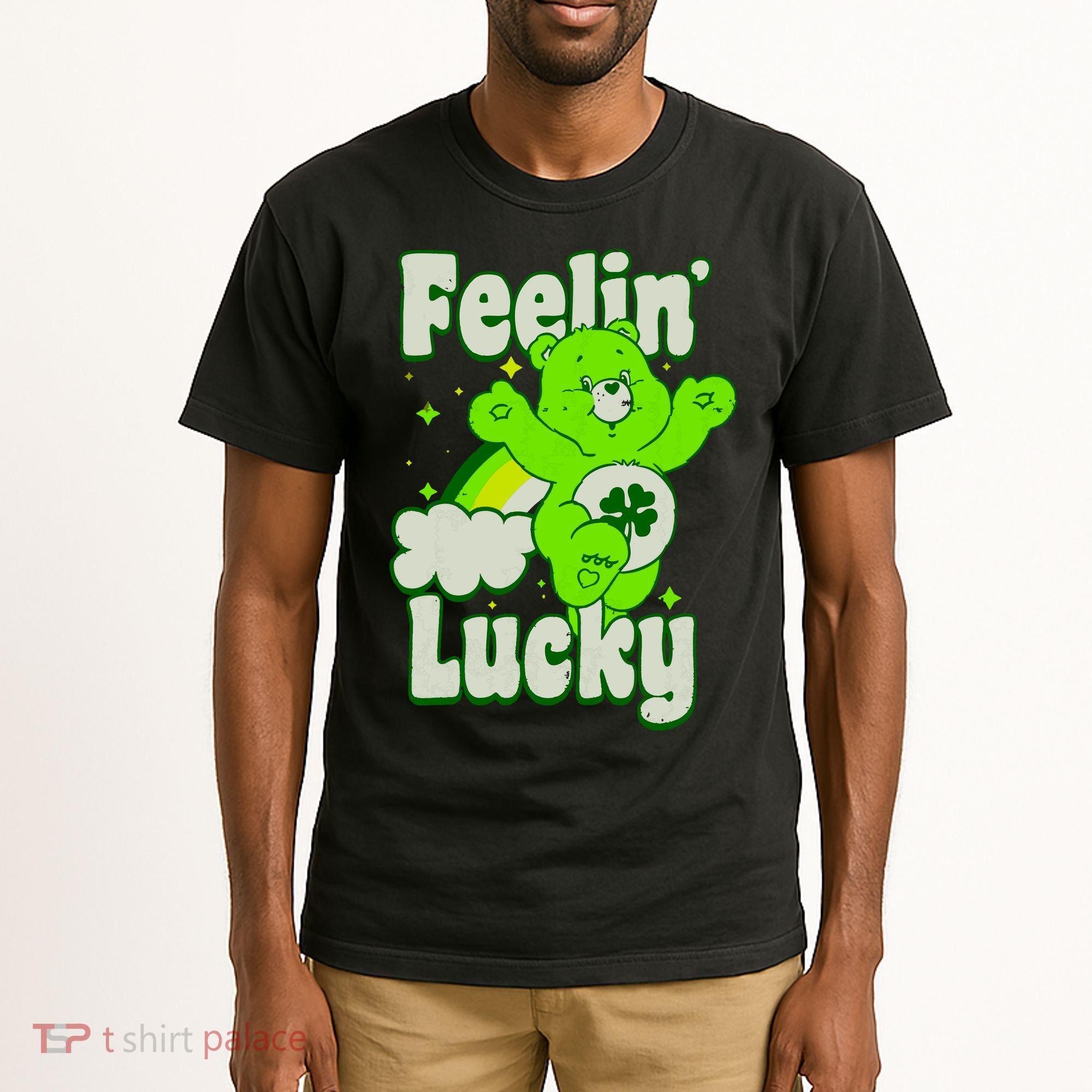 Bears Good Luck Bear Jumping Feelin Lucky Distressed Tall T-Shirt