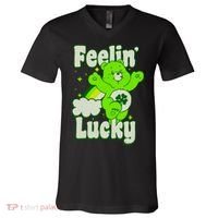 Bears Good Luck Bear Jumping Feelin Lucky Distressed V-Neck T-Shirt thumb 0