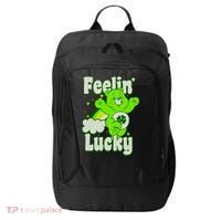 Bears Good Luck Bear Jumping Feelin Lucky Distressed City Backpack thumb 0