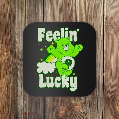 Bears Good Luck Bear Jumping Feelin Lucky Distressed Coaster