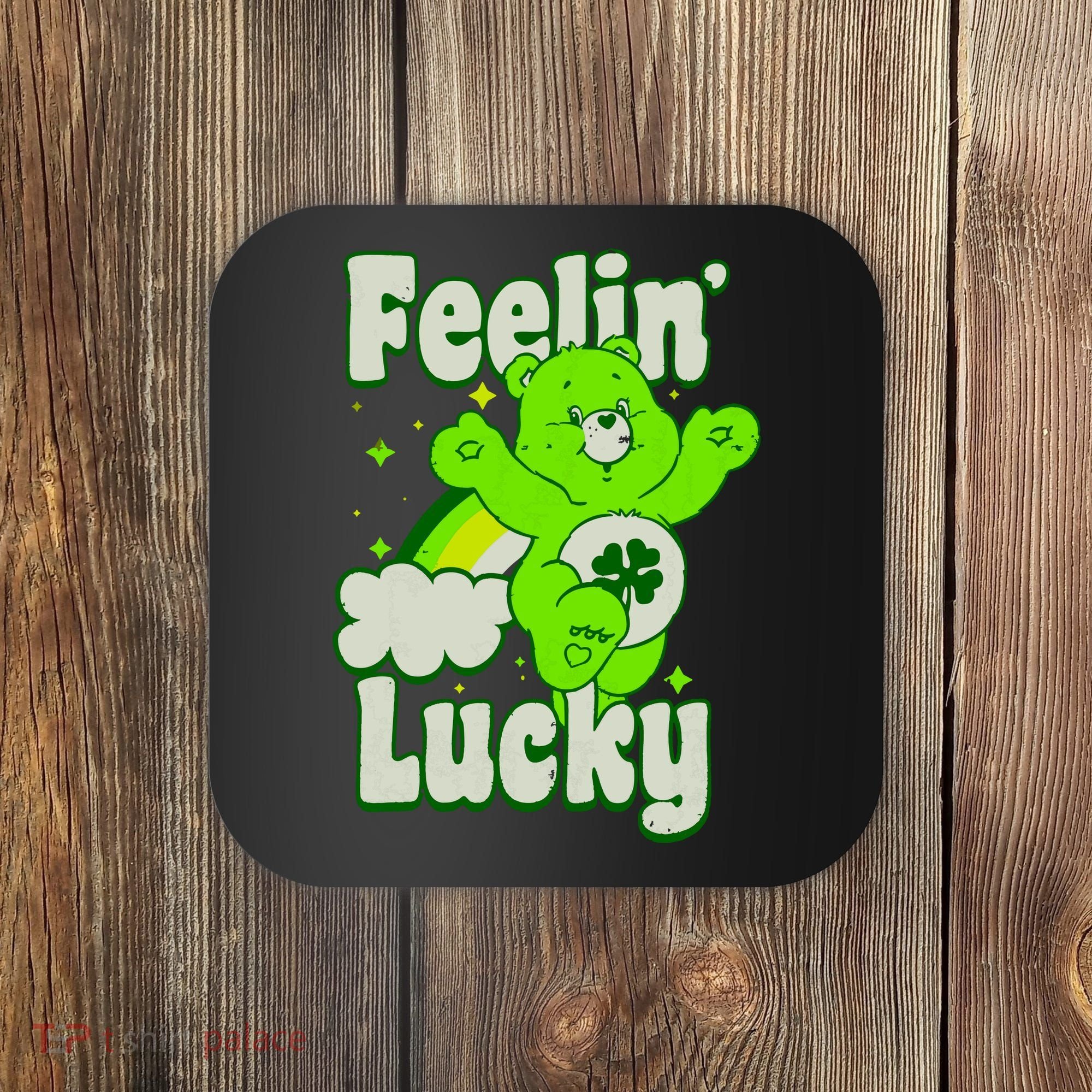 Bears Good Luck Bear Jumping Feelin Lucky Distressed Coaster