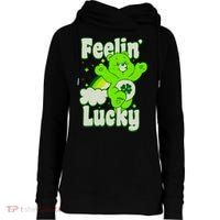 Bears Good Luck Bear Jumping Feelin Lucky Distressed Womens Funnel Neck Pullover Hood thumb 0