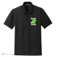 Bears Good Luck Bear Jumping Feelin Lucky Distressed Dry Zone Grid Polo thumb 0