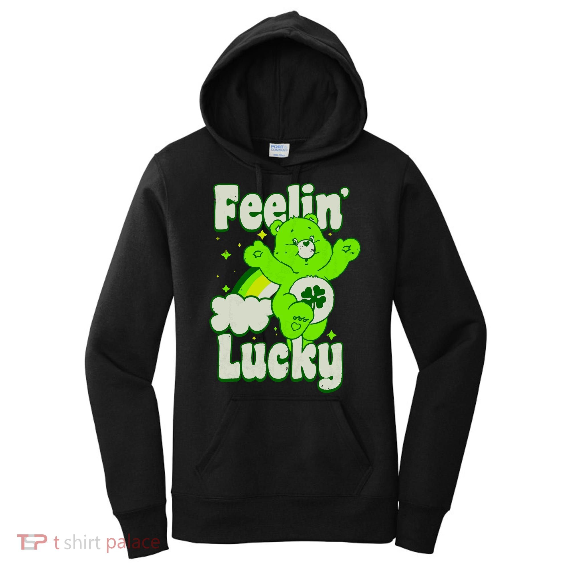 Bears Good Luck Bear Jumping Feelin Lucky Distressed Women's Hoodie