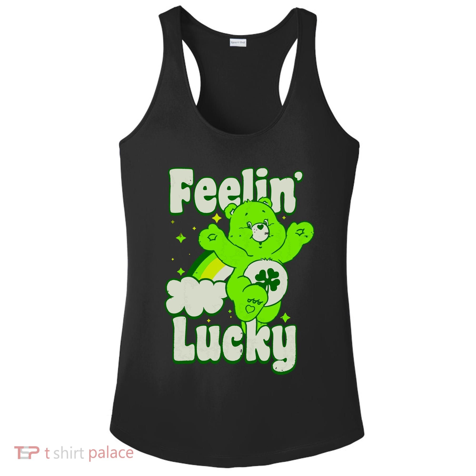 Bears Good Luck Bear Jumping Feelin Lucky Distressed Ladies PosiCharge Competitor Racerback Tank
