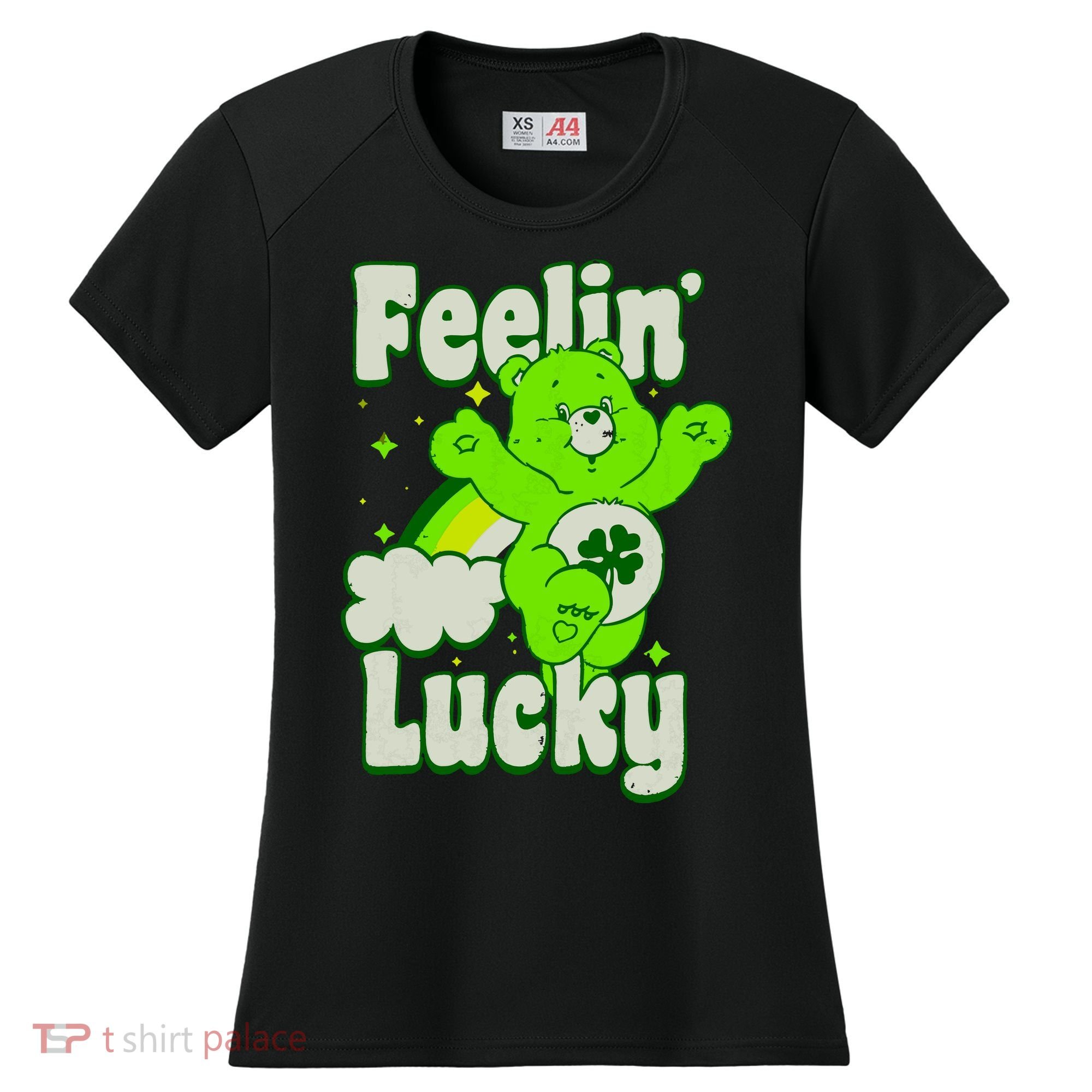 Bears Good Luck Bear Jumping Feelin Lucky Distressed Women's Cooling Performance Crew T-Shirt