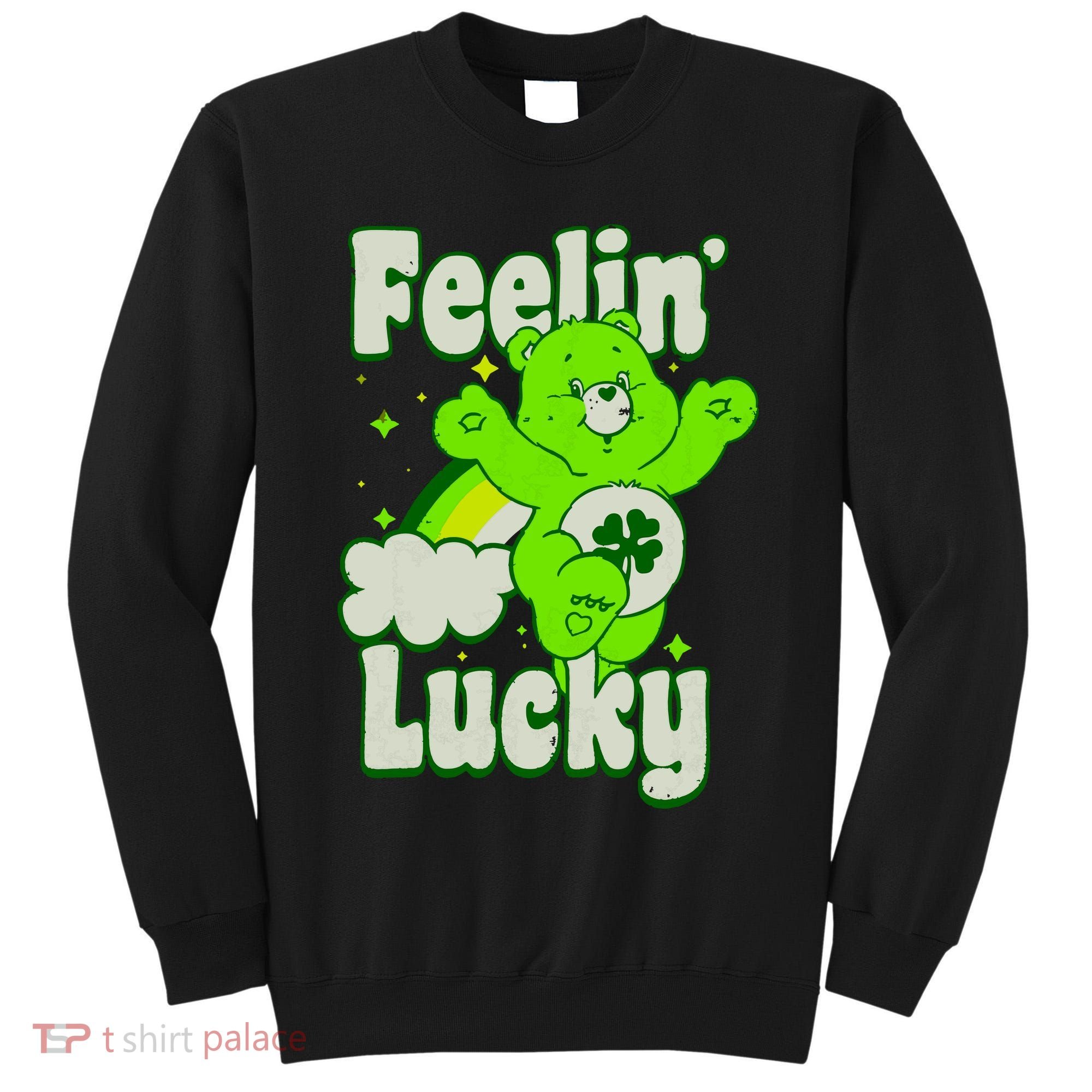 Bears Good Luck Bear Jumping Feelin Lucky Distressed Tall Sweatshirt