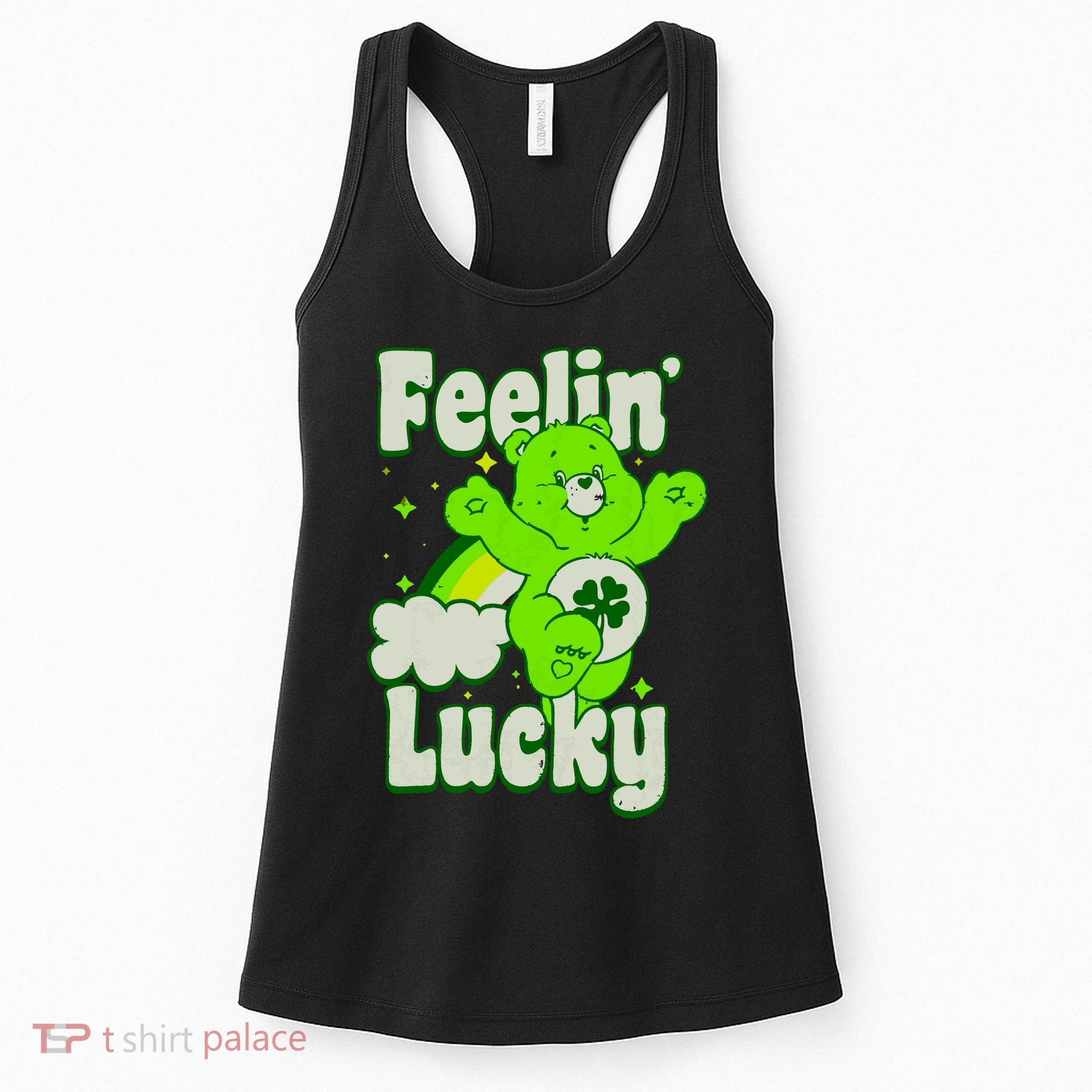 Bears Good Luck Bear Jumping Feelin Lucky Distressed Women's Tank Top