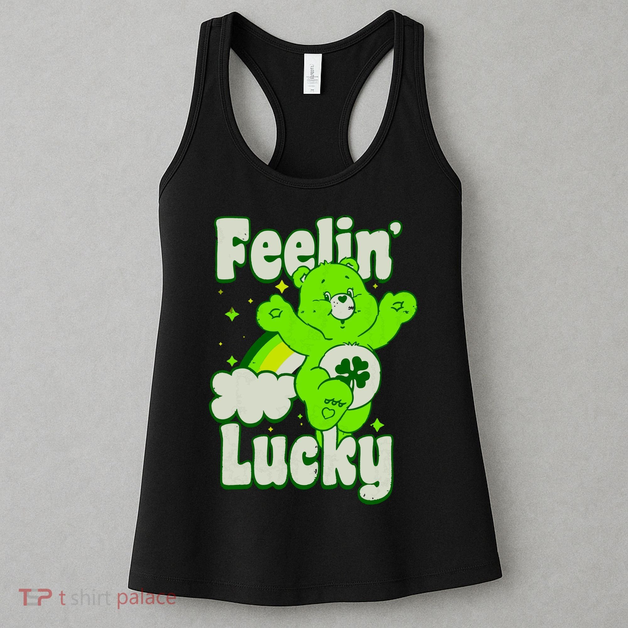 Bears Good Luck Bear Jumping Feelin Lucky Distressed Women's Tank Top