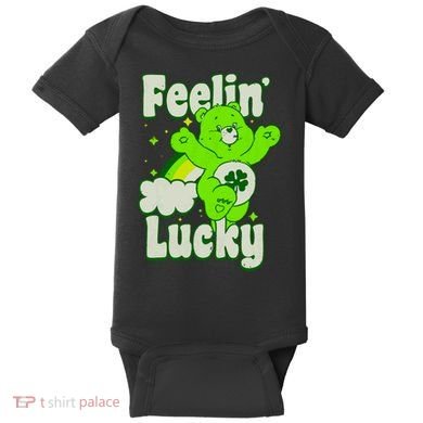 Bears Good Luck Bear Jumping Feelin Lucky Distressed Baby Bodysuit