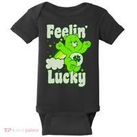 Bears Good Luck Bear Jumping Feelin Lucky Distressed Baby Bodysuit thumb 0