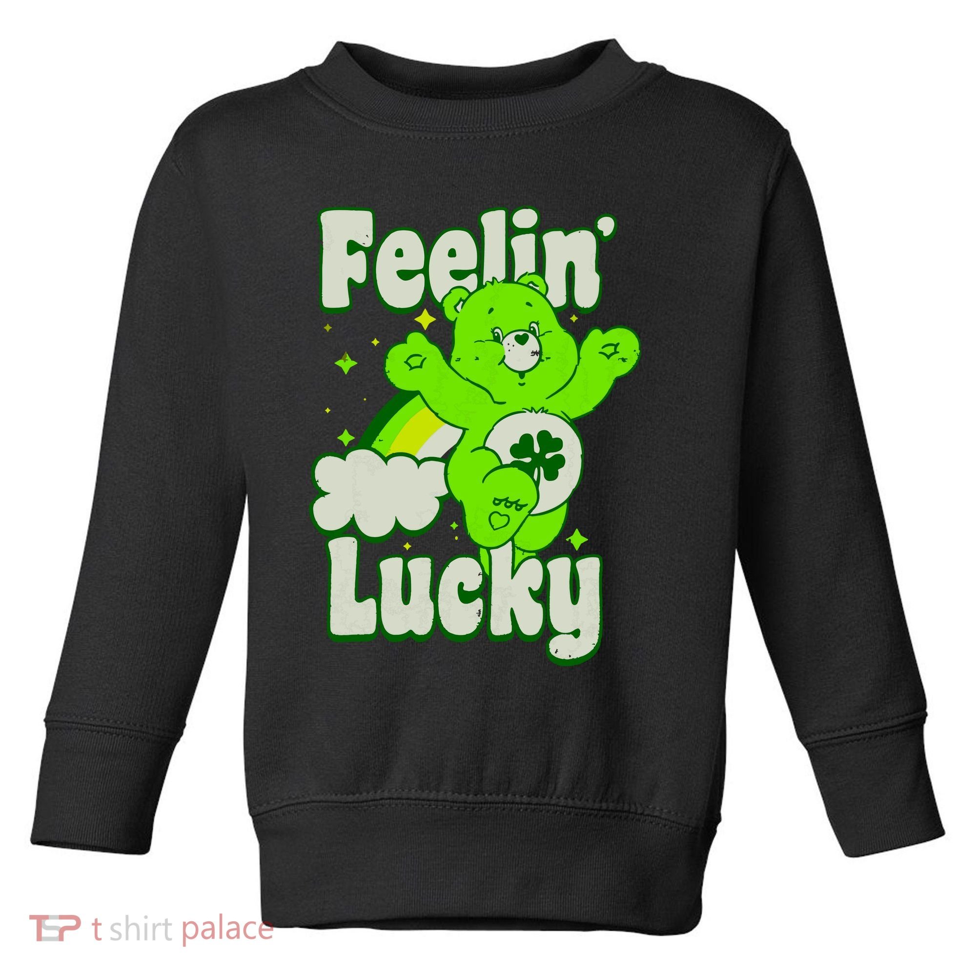 Bears Good Luck Bear Jumping Feelin Lucky Distressed Toddler Sweatshirt