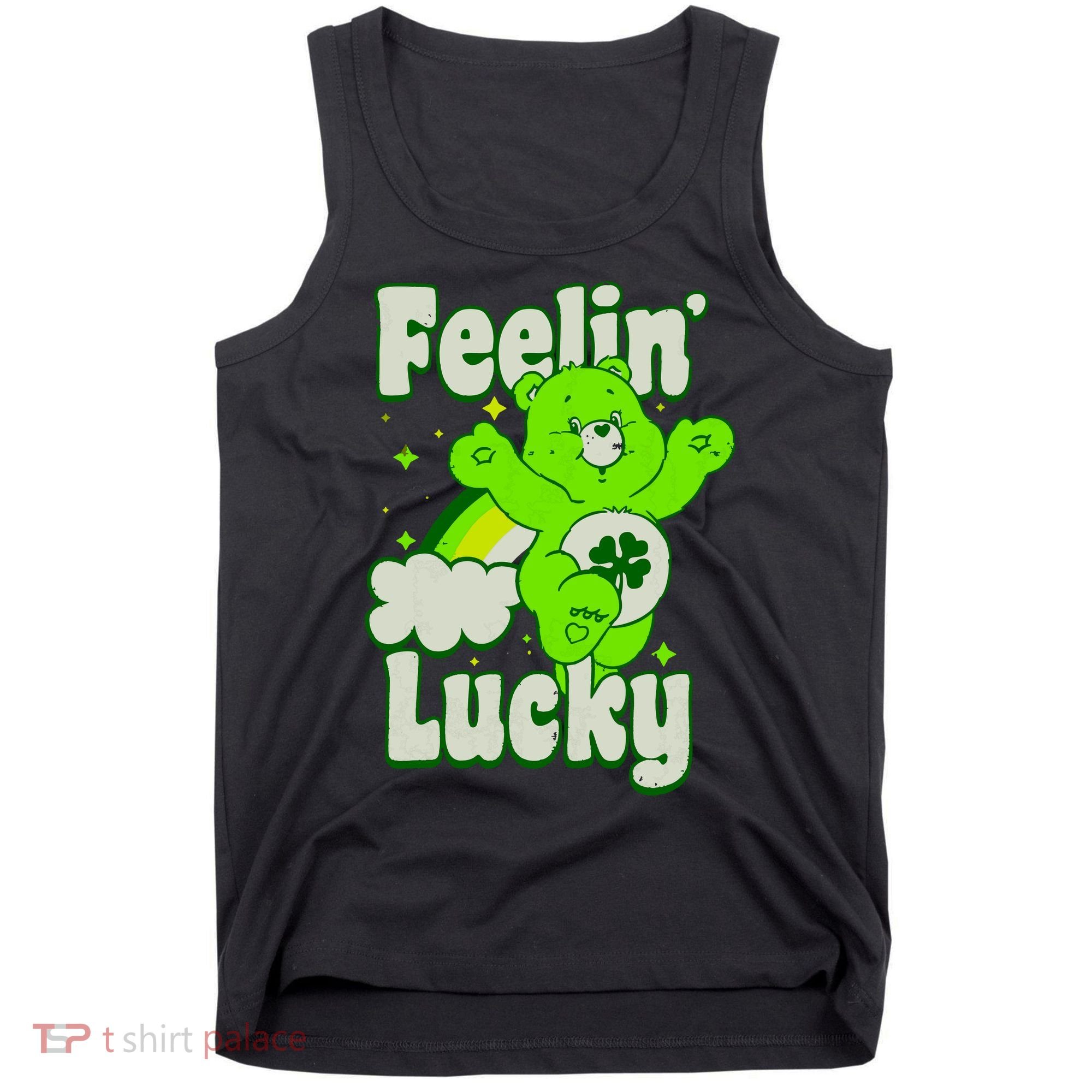 Bears Good Luck Bear Jumping Feelin Lucky Distressed Tank Top