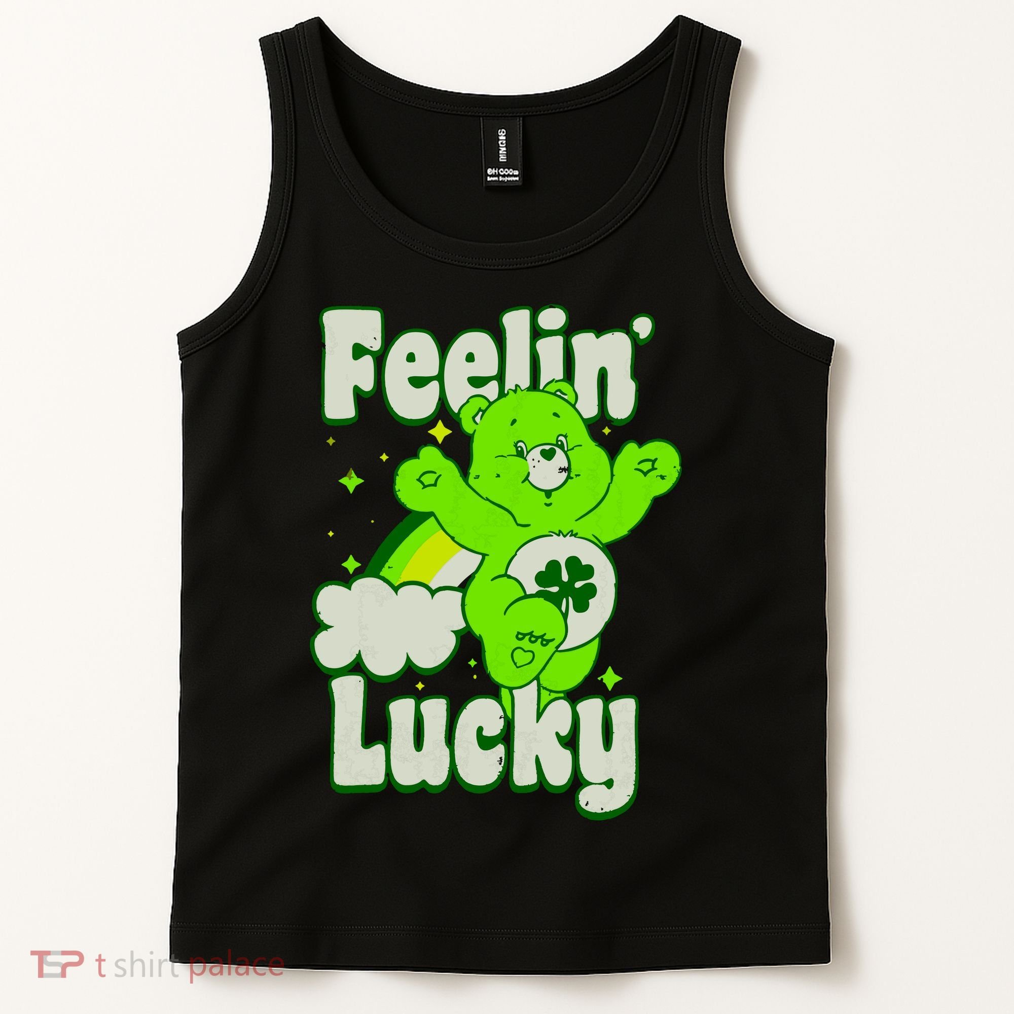 Bears Good Luck Bear Jumping Feelin Lucky Distressed Tank Top